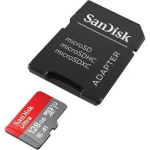 128GB microSDXC Sandisk Ultra CL10 A1 + adapter (SDSQUAB-128G-GN6MA / 215422)